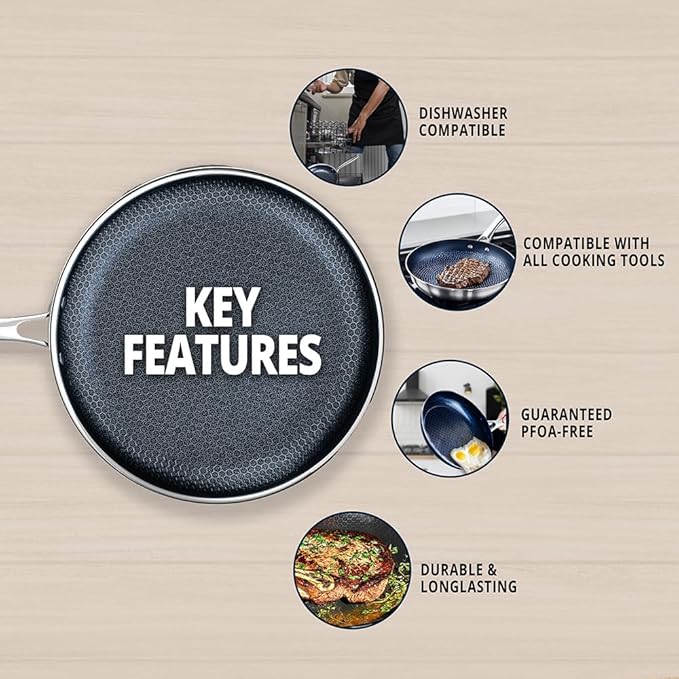 THE COOK'S COMPANY Non-Stick Frying Pan Set - 8-Inch, 9.5-Inch, 11-Inch Skillets with Premium Nonstick Coating for Easy Cleanup and Versatile Cooking