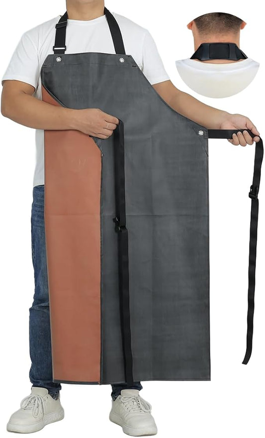 Thick Rubber Apron, Waterproof Apron Butcher Heavy Duty Chemical Resistant Adjustable Work Apron