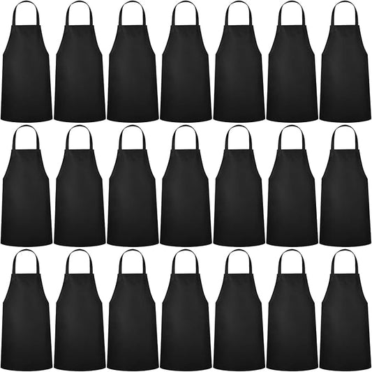 24 Pack Bib Aprons, Unisex Apron No Pocket Bulk Machine Washable Plain Aprons for Women Men Chef Kitchen BBQ Drawing Crafting