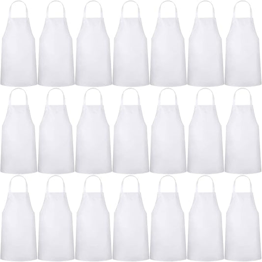 24 Pack Bib Aprons, Unisex Apron No Pocket Bulk Machine Washable Plain Aprons for Women Men Chef Kitchen BBQ Drawing Crafting