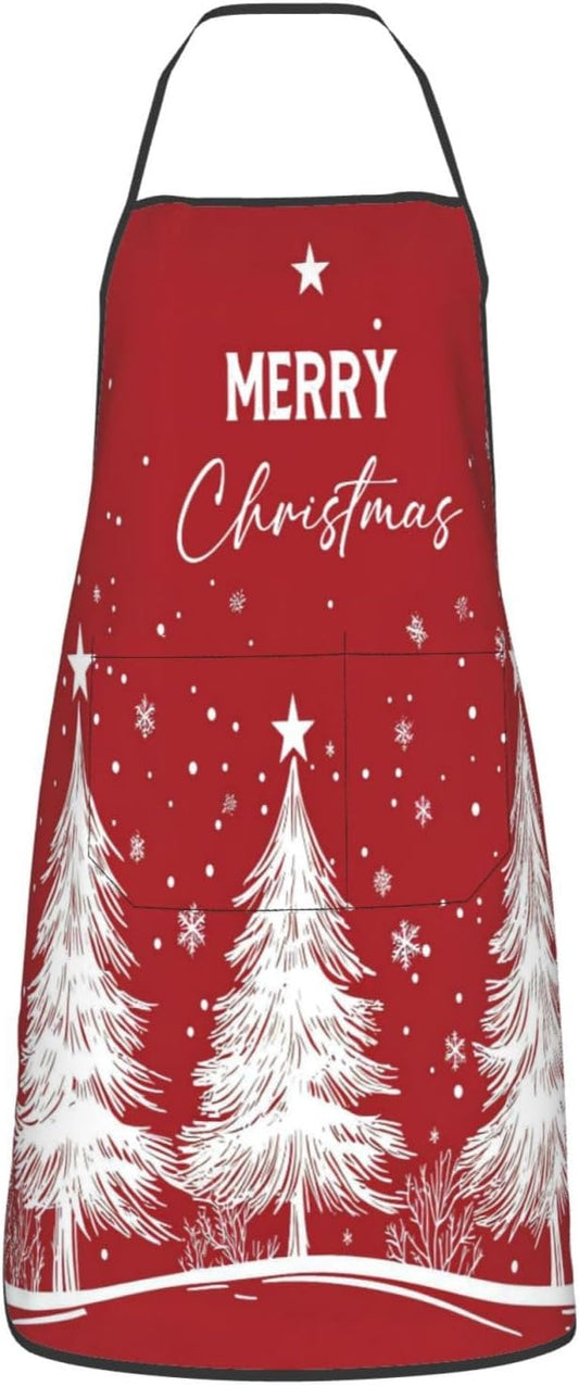 Christmas Kitchen Cooking Apron With Pocket Waterproof Gift For Men Women For Gardening Painting Snowman