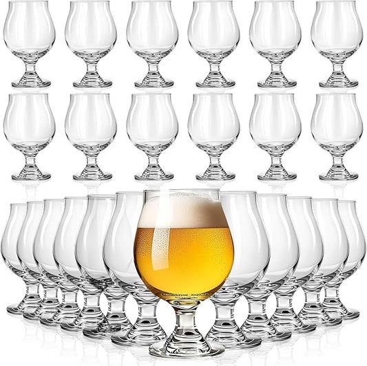 Sabary 24 Pcs 16 oz Classic Craft Goblet Beer Glasses Belgian Style Tulip Beer Glasses Cup Drinking Set for Bachelor Party, Hosting Party, Glassware, IPA Ale Pilsner Belgian